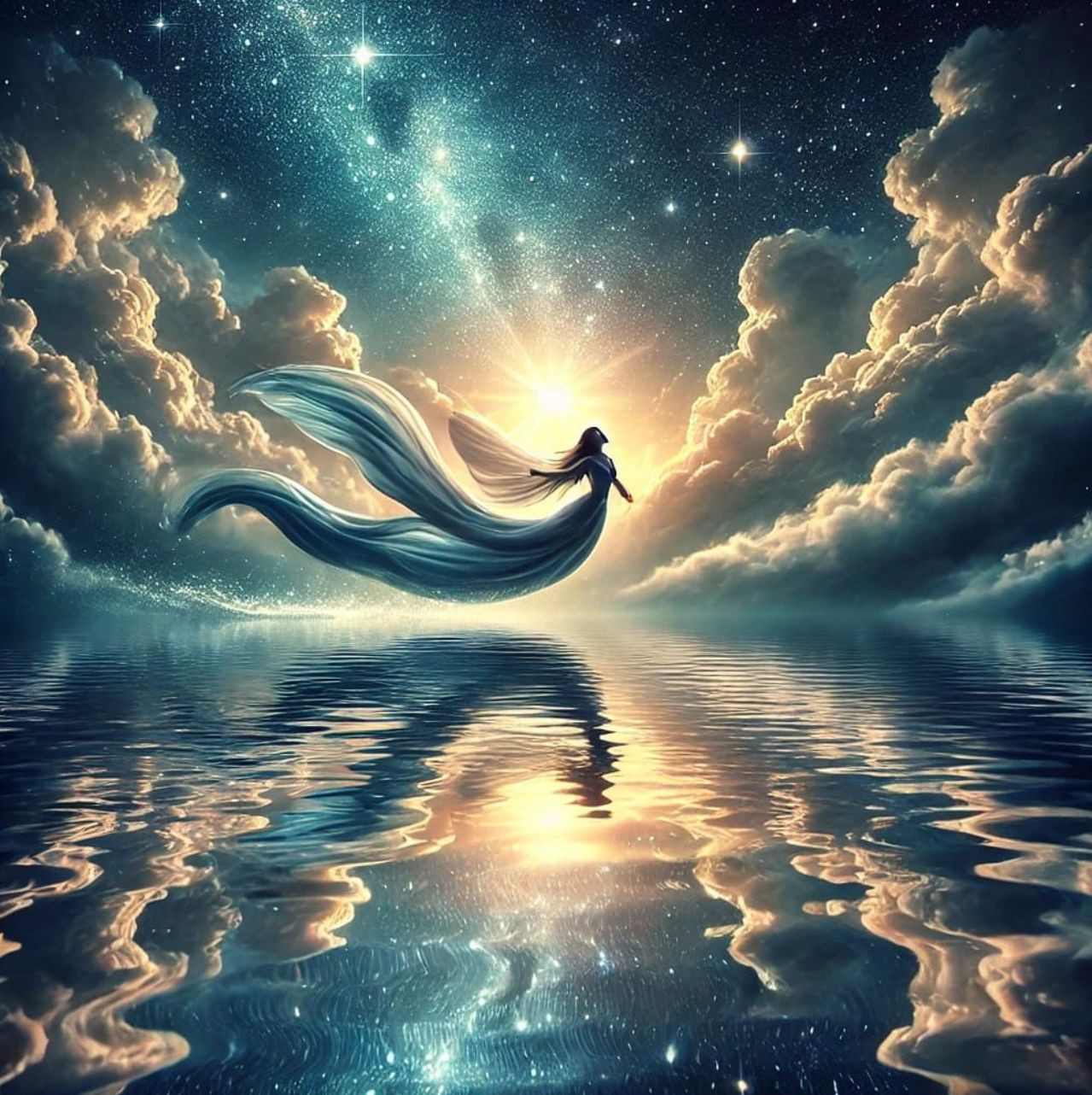 Imersa na água,
a Musa é correnteza

que me domina,
me envolve,
me abraça com névoa
e sol.

Imersa na água,
a Musa é a maré

que me puxa,
me empurra pra perto
e me baila à mercê
do som.

Eu sou o náufrago,
o navegante,
o navegado.

Trago o vento doce
aos cabelos tempestuosos,

as nuvens alvas
aos ouvidos abissais.

Na água, ela manda.

No úmido, eu me afogo.

Nela, eu mergulho.

Mergulho.

Mergulho...

Nosso amor é onda.

Nosso amar toca o céu.

Abóbada de estrelas invejosas,
cadentes como chuva do meu prazer
sobre o campo sedento de seu colo.

Imersa na água,
a Musa é completa 

comigo imerso nela.

💞

Alberto Busquets.
#🅢🅔🅧🅧🅧🅣🅞🅤