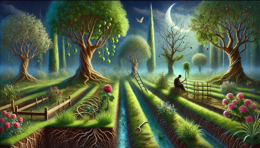 Jardineiro

Sonhei-me jardim.

Ode à botânica entropia,
Terra úmida de loucuras-ideias.

Ora brotei grama, ora cresci árvore,
Criei raízes que voaram para outras terras.

Paciente, derrubei cercas
Transbordando livreverde
Minha lida.

Por vezes caí fruto, aprendendo
A transmutar pequenas mortes
Em sementes de vida.

As flores são poucas (e caras a mim);
Mas, mesmo libertas,
Deixam as lembranças de seu
Desabrochar...

Banhado na chuva noturna,
Aninhado ao perfume
da Rosa e Jasmim,

Sonhei-me jardim

E percebi-me bêbado de orvalho
Em cada pétala que aguarda
O dia chegar.

Deitei-me jardim em mim mesmo
E plantei uns punhados de rimas

Aguardando suas sombras-poesia
Para as tardes quentes de janeiro:

Sonhei-me jardim,
Acordei jardineiro.

Alberto Busquets.

#Desafio 006