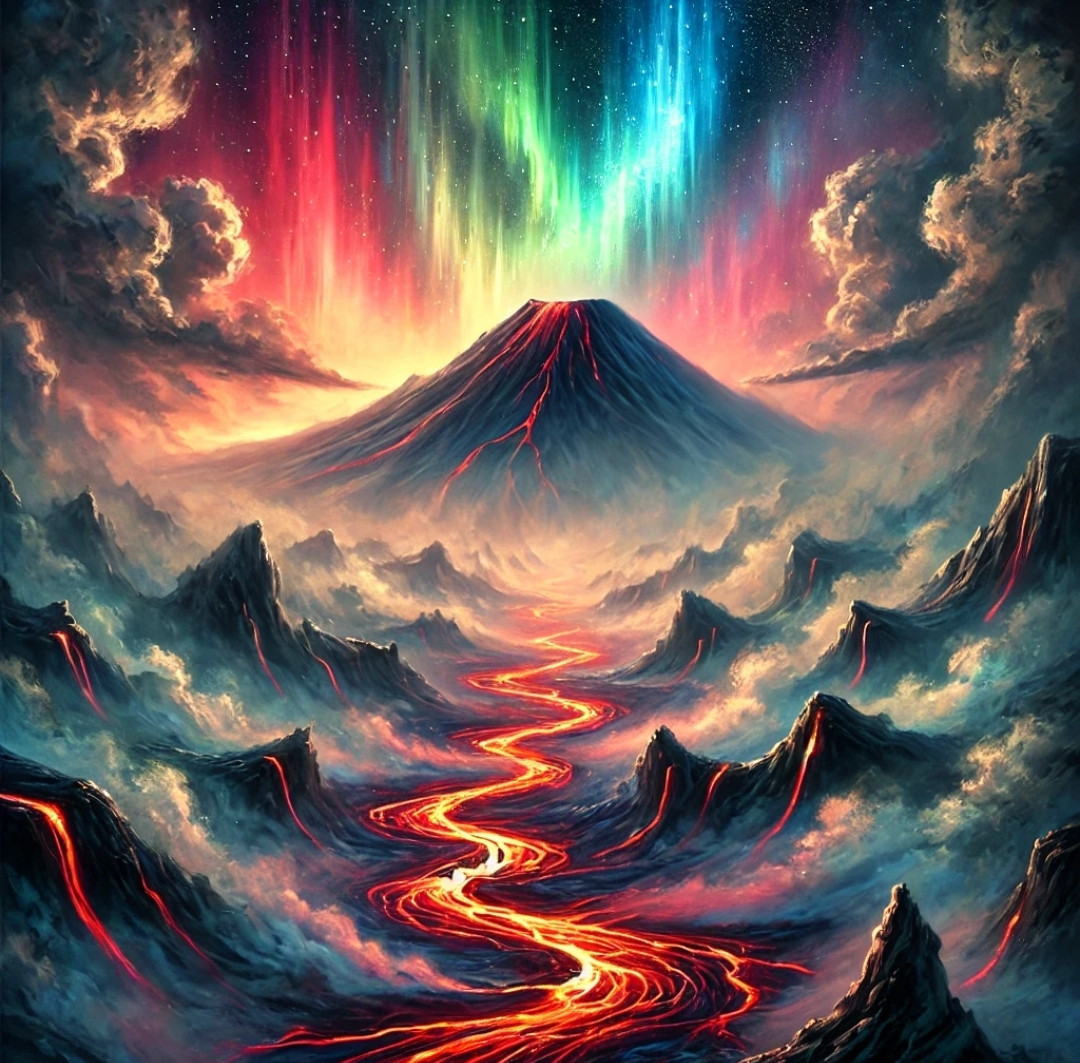 Sou vulcão.

Entre o que sinto
e o que guardo,

meu céu
vive opaco

pela teimosa erupção.

Sou vulcão,
vivo e quente.

Queimo forte, mas silente 
meu amor brota em rios

atravesso pedras
e desafios

para desabafar, ao fim,

a imensidão abissal
que há em mim.

Minha névoa não é tão bela...

mas ao ser você
a aquarela 

Meu vulcão ruge encantado
 para assistir apaixonado
o teu límpido céu estrelado.

Alberto Busquets.

#Desafio 049