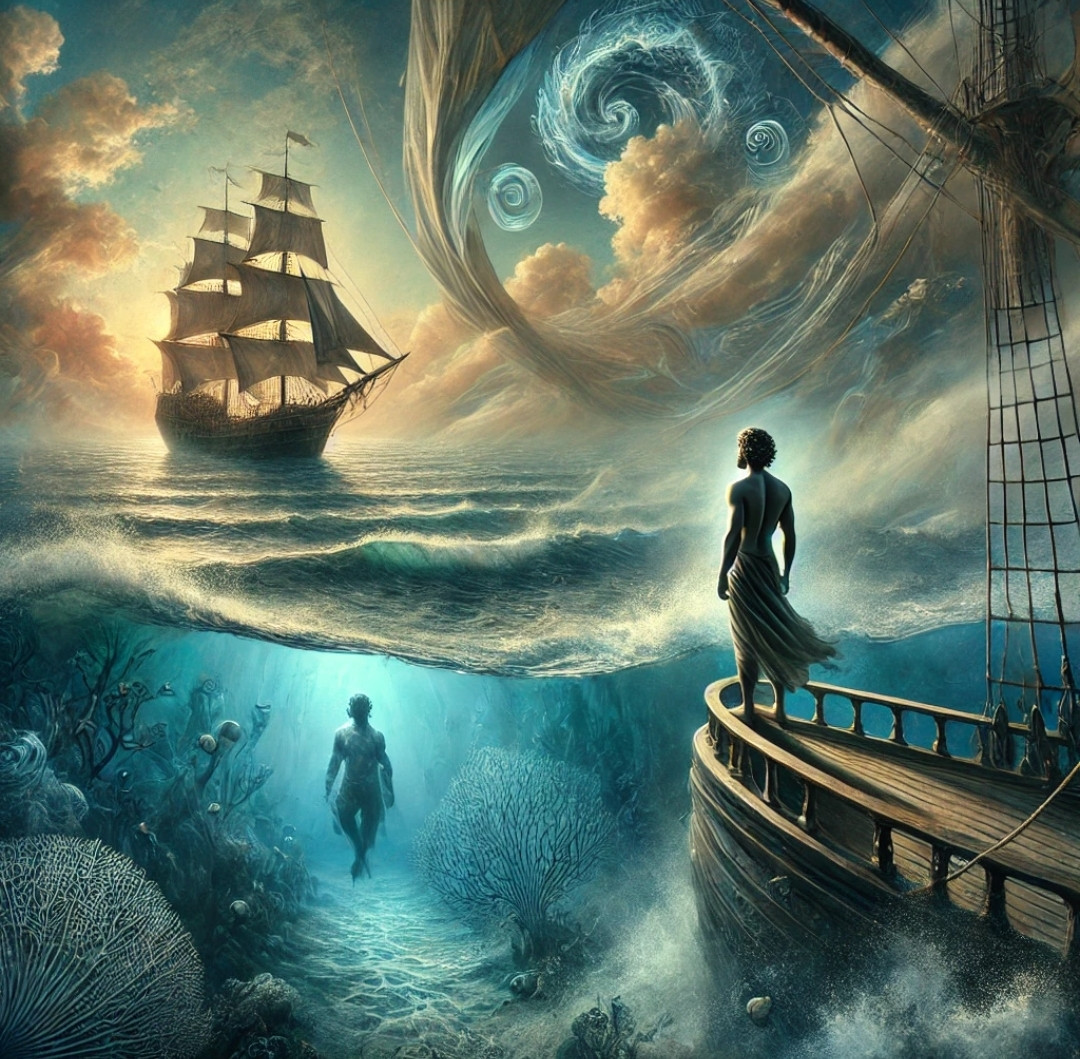 Marinheiro na proa,
deslumbrado com
o oceano.

As vozes do mar
inflam sua vela.

Os cheiros da canção
vibram em seu peito.

Queria ele ter olhos
de maresia,
para ser a praia
banhando a onda.

Marinheiro na proa,
agora poeta.

Seu corpo escuta
a melodia abissal
em ode ao desejo.

Há notas profundas,
palato de uvas e gozo
clamando: "Se joga!"

Imediato mergulho.

Marinheiro na proa,
Poeta perdido,
Amante escafandrista.

Explorador de si.

Que Posêidon não o salve.

Alberto Busquets.

#Desafio 064