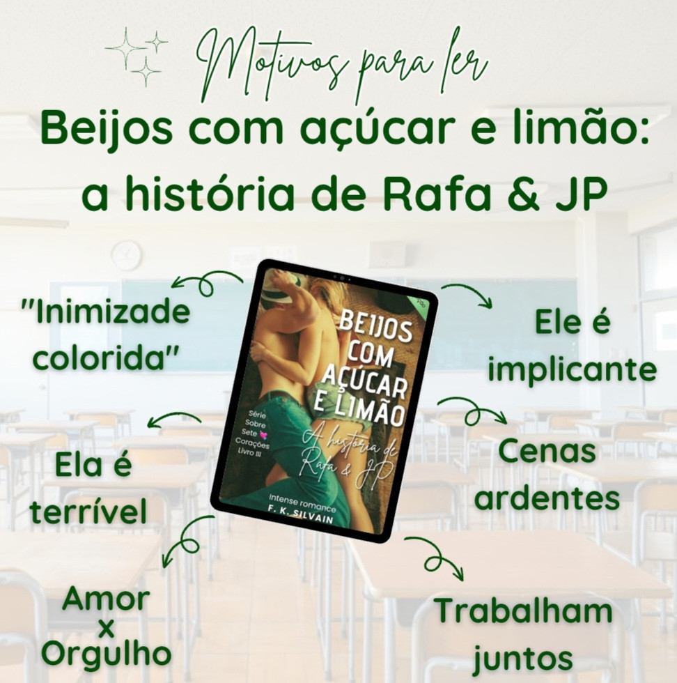Olá! Continuando a divulgação dos meus livrinhos, aqui estão os outros dois que fecham a Série Sobre Sete Corações. São histórias que, apesar de entrelaçadas, não dependem uma da outra para ser entendidas. A ideia é que quem amar demais uma delas queira ler as outras ☺️, mas tudo bem ler só uma. Lembrando que os e-books você encontra na Amazon, todos no Kindle Unlimited, e os livros físicos estão aqui na loja do Literunico. 😉
Mais motivos para ler: