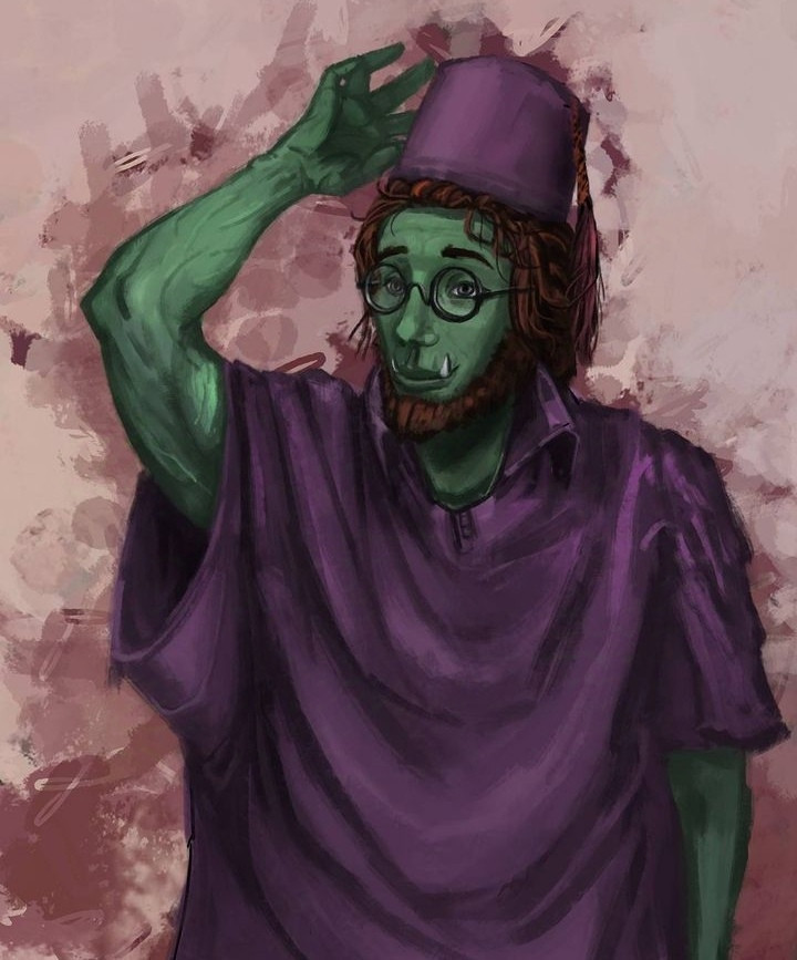 #Desafio dos 365 dias, dia 10:

Em Esser, meio-orcs são conhecidos por sua força física e ética de trabalho, tanto que qualquer trabalho não manual é mal visto nas cidades livres. Um meio-orc trabalha honestamente, com a força de seus dois braços, dada por Valadar, o deus da vontade.

Foi nessa sociedade que Percival de Toledo nasceu. Filho de um armador e uma ferreira, aos poucos descobriu muito mais prazer ao ler e compreender os muitos manuais que haviam em sua casa que ao construir as embarcações com seu pai ou ao malhar o ferro das armaduras com sua mãe. Se interessou por história, geografia, filosofia, matemática. Descobriu que, ao final de um longo dia de trabalho, quando todos estavam cansados e queriam apenas descansar, sua mente estava limpa, organizada, e ele só desejava estudar.

Quando um famoso mago, Vlorefel, procurou a melhor ferreira entre os meio-orcs em busca de uma armadura que seria encantada para o Doge, se surpreendeu ao perceber uma forte aura mágica em Percival.

Para evitar a vergonha pública, Percival fingiu que ia à capital aprender os segredos da forja de armas, para complementar o ofício de sua mãe. Mas seguiu Vlorefel para ingressar na Academia Arcana sob sua tutela por alguns anos.

Suportou o preconceito de seus colegas de classe, que o consideravam inferior, e o julgamento de muitos meio-orcs da capital, que diziam que sua carreira era uma perda de tempo. Cheio de vontade de se provar, Percival pediu a seu mestre que o enviasse em missões de exploração...