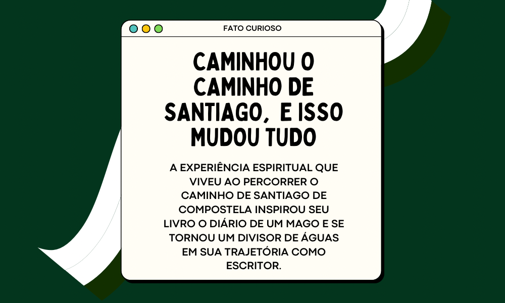 ✨ Paulo Coelho — três curiosidades sobre o autor que encantou o mundo

Você sabia que um dos escritores mais traduzidos da história começou como letrista de Raul Seixas? Ou que sua caminhada pelo Caminho de Santiago mudou completamente sua vida,e sua literatura?
Paulo Coelho é feito de reinvenções, viagens internas e uma fé profunda no poder das histórias. Não é por acaso que O Alquimista atravessa fronteiras como quem reconhece almas pelo caminho.

Porque alguns autores não escrevem apenas livros,escrevem destinos. ✨

#PauloCoelho #Literunico #AutorDoDia #CuriosidadesLiterárias #OAlquimista #LiteraturaBrasileira #LeituraQueInspira