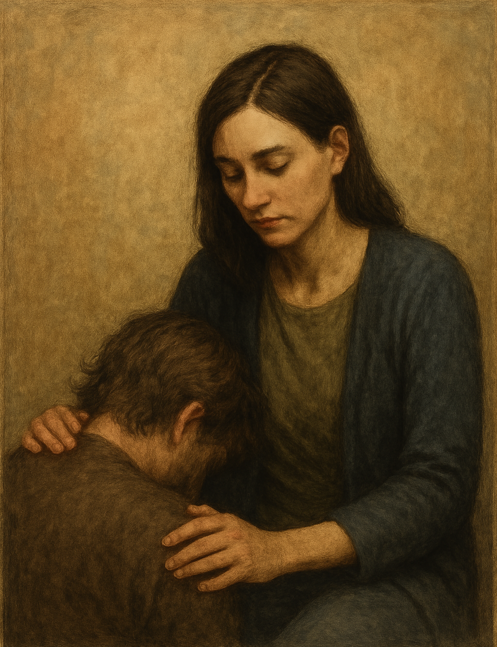 #Dia 302

Comiseração

Não é a Piedade que se impõe,
Mas o afeto que curva o olhar.
Comiseração não corrige,
Acompanha quem vai tropeçar.

Ela não exige consolo,
Nem força o gesto de redenção.
Comiseração vai de encontro,
Sem pressa, sem condição.

No fundo dos olhos, silêncio.
No toque, ausência de ruído.
Comiseração sabe o momento 
Da dor  do que não foi ouvido.

Não julga, não celebra,
Presença no meio do pranto.
Comiseração é a lágrima quieta
De quem sente o que é tanto.

Eder B. Jr.