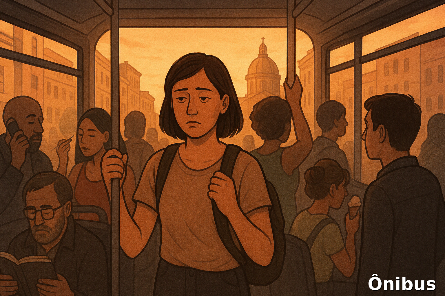 Ônibus não é apenas uma crônica sobre transporte público — é um retrato vivo da cidade que desperta e adormece entre buzinas, cheiros, encontros e solidões. Aqui, cada passageiro carrega uma história, cada freada revela uma cena e cada olhar perdido nos lembra de que, mesmo rodeados, podemos sentir-nos ilhas.
Uma viagem breve, mas intensa, que transforma o cotidiano em poesia e nos faz refletir sobre a vida que acontece dentro e fora das janelas de um coletivo.

Crônica – Ônibus

A cidade desperta, sigo pela rua com passos largos, já que hoje estou sem carro. Meu olfato alimenta a imaginação: pão quente e café fresco. Sinto falta de mesa, de família.
Um caminhão barulhento estaciona e garis acrobatas, com meias-três-quartos, saltam e sobem novamente entre uma coleta e outra. Um jornaleiro apressado pilota a moto e atira o jornal na varanda da casa rosa. Chego ao ponto daquele que irá me conduzir até o outro extremo da cidade. Cumprimento o grupo de pessoas e tenho dúvida se me faço visível.
Em instantes, o imponente Mercedes-Benz chega e causa alvoroço. Com sorte, embarco e, sem conseguir avançar, agarro com força o veículo voador, enquanto minha mente acaba de trazer a lembrança de alguns acontecimentos: a colega de trabalho que sofreu um acidente naquela mesma linha. O motorista irresponsável provocou uma freada brusca que luxou o joelho da coitada, deixando-a com a língua partida e o canino na mão.
Aproveito a breve parada; antes que o motorista pise novamente no acelerador, avanço pelo corredor. Seguro a mochila que leva parte da minha rotina e fico admirada com o equilíbrio da galera que consegue se acomodar ao sacolejar desenfreado do veículo, enquanto eu mal consigo atingir a roleta. Agora, sinto um hálito quente no meu rosto e ganho meu primeiro bom dia. As horas passam... Muitos falam ao celular, um homem lê um livro e uma jovem retoca a maquiagem enquanto eu me preparo para saltar em direção ao meu trabalho.
No final da tarde, após cansativa jornada, novamente cumpro meu papel de passageira. Tento me equilibrar dentro da cápsula metálica que faz o caminho inverso, e a cada parada permite que mais e mais pessoas embarquem. O veículo, prestes a explodir, também carrega cestas básicas, que ganham novos formatos a toda freada. Marmitas vazias exalam cheiro azedo, e, sem opção, eu levito. Na esperança de respirar ar puro, tento alcançar a janela e, agora, tenho certeza de que aqui não cabe a lei da física: dois corpos ocupam, sim, o mesmo lugar no espaço.
Um homem levanta o braço para dar passagem a uma velhinha, meu olfato acusa que o perfume perdeu sua validade. Observo que ali laços são estreitados e que a mocinha troca palavras melosas com o cobrador.
Uma moça com o bumbum avantajado entra. Levo uma cotovelada na costela e, antes de esboçar um gemido, meu dedinho é amassado pelo salto da altíssima Anabela. Sem cerimônia, a beldade se acomoda no mínimo espaço que resta entre o banco que eu ocupo. A moça chupa um sorvete e tem fones nos ouvidos, mas o volume da música é tão alto que não há como impedir que todos os passageiros compartilhem de sua trilha sonora. Um homem aproveita a situação para encoxar a popozuda.
A felicidade toma conta da minha alma quando avisto o anjo dourado que toca trombeta no alto da abóbada do templo santo. Meu coração sente o cheiro de verde e sei que meu lar está próximo. É estranho estar só, mesmo entre tantas pessoas, como se eu fosse uma ilha em um mar de rostos desconhecidos. A solidão, mesmo rodeada de corpos, sempre se faz presente. Despeço-me da tarde, a noite chega e traz o frio presente. Desembarco do veículo e me perco na escuridão. A lotação prossegue com meus desconhecidos colegas.

@rschumaher