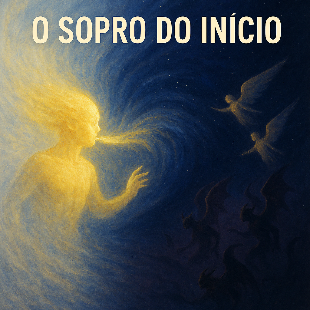 O Sopro do Início
Antes de tudo, havia o som da respiração do Universo. 
Ele vinha do pulsar — suave e contínuo — do próprio existir. 
Era o prenúncio da presença da vida. 
Tudo era branco — como uma mente morta, sem lembranças, sem sentimentos. 
Então, uma explosão despertou o Criador.
 Seu coração acelerou e, do turbilhão do sentir, nasceu um amor profundo — força primeira que moldou formas-pensamento, desenhando ideias no vazio. 
Assim surgiram as imagens — adormecidas, à espera do toque da ação. O gesto rompeu a inércia. 
A mão rasgou o silêncio, e o invisível ganhou forma. 
A escuridão se espalhou, tingindo o tecido imaculado do mundo. 
Anjos e demônios, que habitavam o plano infinito, tornaram-se visíveis — antes ocultos, pois sem contraste não há forma. 
Flutuaram entre o nada e o quase-ser, aguardando o primeiro sopro da criação. 
Os anjos brilharam diante da sombra e revelaram a própria essência da luz. 
Os demônios, em justa compensação, assumiram o papel do equilíbrio.
 E assim, o cosmos começou a ganhar cor. 
Os anjos ascenderam em voo, enquanto os demônios buscaram abrigo no submundo. 
Preto e branco — revelação e harmonia. 
Anjos e demônios: polos distintos, partes da mesma Obra.
@rschumaher