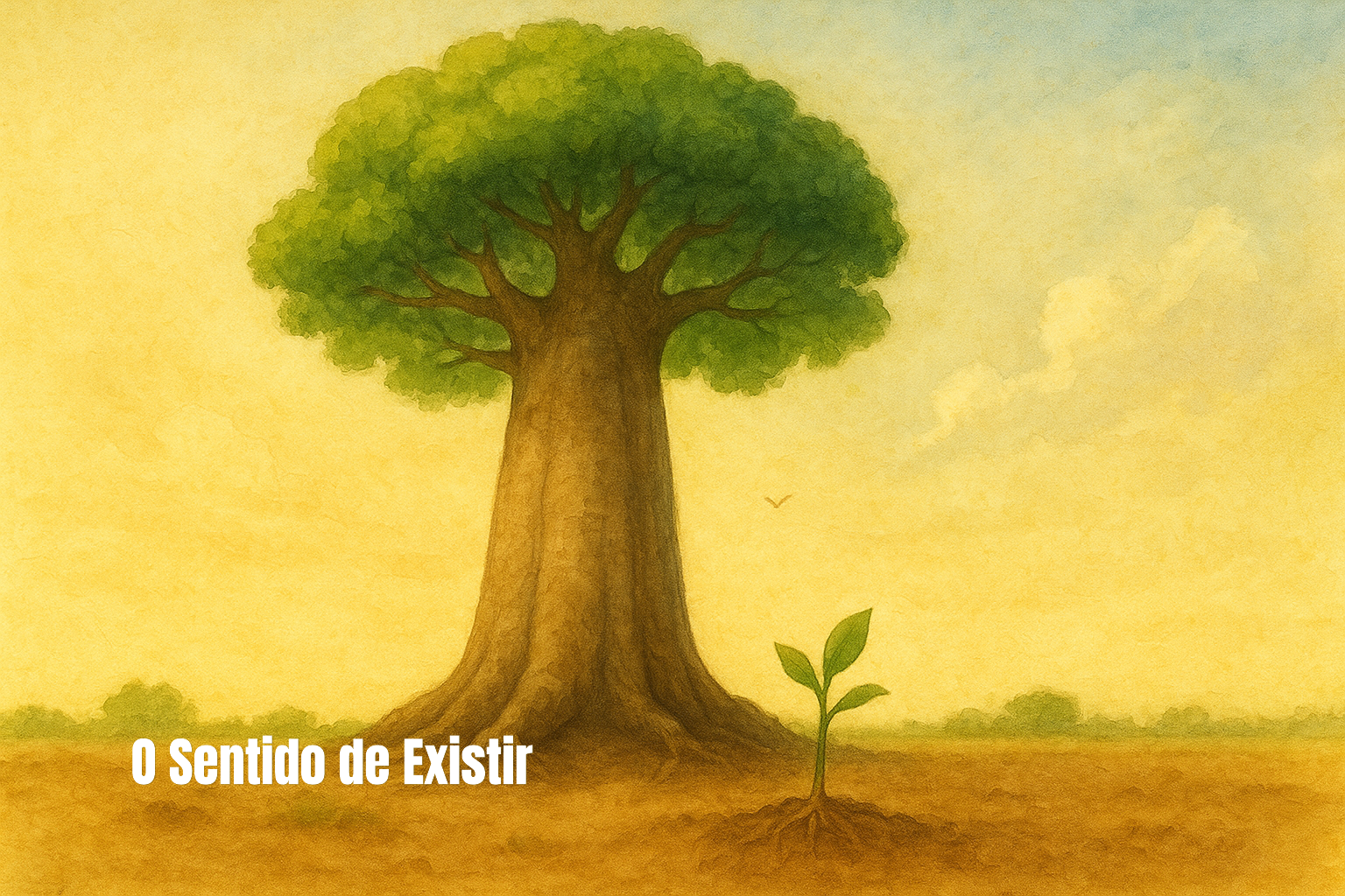 O Sentido de Existir

Ela dormia serena entre baldes, vassouras e rastelos.
O ar cheirava a fertilizantes, pesticidas e substrato.
Ninguém sabia desde que época estava ali — talvez anos, talvez décadas — à espera de uma oportunidade que a fizesse despertar.

O espaço era abafado, escuro, e o ar pesado, mas nada disso a incomodava.
Não sentia desconforto — desconhecia que podia existir vida fora do frasco que a aprisionava.

Diariamente, pessoas entravam e saíam, e vozes de diferentes timbres ecoavam pelo pequeno depósito.
Até que, num dia qualquer, uma menina curiosa resolveu abrir a porta emperrada.

O armário revelou infinitos potes de vidro cobertos de poeira.
Em um deles, uma etiqueta amarelada trazia a palavra quase apagada: “Baobá.”
A garota passou a mãozinha sobre o recipiente e descobriu que, dentro dele, repousavam pequenas sementes.

Com esforço, abriu a tampa corroída pela ferrugem.
O pote, escorregadio, caiu de suas mãos — e o cristal se partiu.

Assustada, temendo a bronca dos adultos, recolheu os grãos e os guardou em outro recipiente, devolvendo-o à prateleira.
Fechou novamente a porta da estante, deixando os gérmens outra vez, encarcerados no tempo.

Mas, no instante em que o vidro se quebrou, uma bolinha branca aproveitou o breve sopro de liberdade e saltou.
Ela se lançou ao desconhecido e buscou refúgio entre as fibras do velho capacho.

Ali ficou — esquecida.
Até que, um dia, sentiu frio.
Sua casca gelou.
Agora estava exposta, fora do abrigo transparente.

Uma bota suja de lama pisou sobre ela, que aproveitou para grudar-se à sola, encontrando morada temporária.
Cada passo era um atrito, um chamado.
Então, escondida nas ranhuras, começou a mover-se.

A princípio, ficou assustada.
Não conhecia o mundo.
O passo apressado do seu hospedeiro pisou numa poça d’água.
Ela se soltou do couro e mergulhou.

Sentiu-se mole, desamparada, com saudade da antiga morada entre as amigas adormecidas.
A chuva veio forte e a levou para longe.

Agora, em um sulco profundo, ela começou a vibrar.
Havia algo acontecendo dentro dela — algo que não conseguia mais conter.
O calor do sol a envolvia.
Os pássaros cantavam.
A brisa trazia perfumes adocicados e lhe afagava.

Então, seu invólucro começou a rachar.
Ela ouviu uma voz que vinha do seu interior.
Era o chamado da vida — que exige evolução.

Desesperada, agarrou-se à terra — e, desse esforço, nasceram raízes frágeis que, aos poucos, se firmaram.
Sua base aprofundou, fortaleceu.

Quando olhou para si, percebeu que seu topo também havia se rompido — e dali brotavam folhas verdes.
Cresceu.
Atingiu altura considerável.
Saiu do buraco.
Deu abrigo aos animais.
Mas ainda sentia que seu desígnio não estava completo.

Absorveu a luz.
Respirou o ar.
Fez fotossíntese.
Floresceu.
Encantou.
Coloriu o mundo.

Atraiu abelhas e insetos que dançaram em torno dela.
Ofereceu seu pólen, que se transformou em mel.

Na estação seguinte, viu suas flores perderem as pétalas.
Mas agora sabia: não é preciso temer a transformação.

Gestou com plenitude seus frutos — e, ao vê-los amadurecer, servindo de alimento, sorriu satisfeita.
Seu destino estava quase cumprido.

Aproveitou o vento, espalhou sua memória genética, permitindo que seu legado viajasse para além do tempo — onde cada semente renasceria, não por acaso, mas por coragem — cumprindo o propósito de existir em plenitude.

Ela, árvore. 

@rschumaher