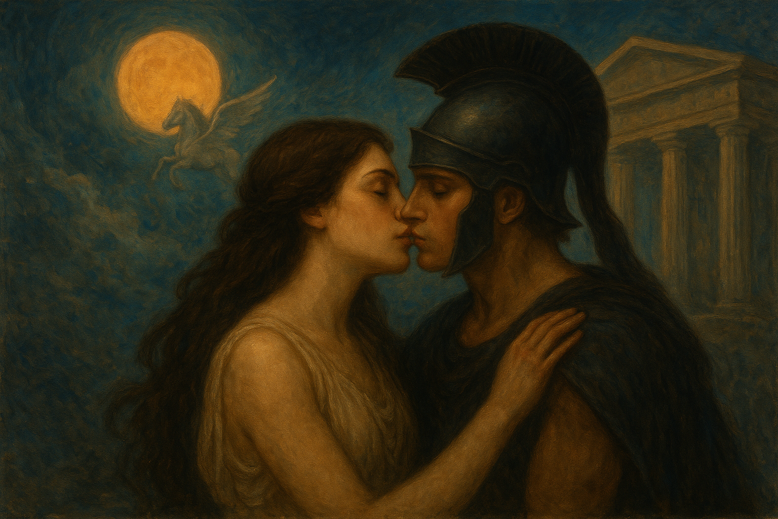 Um Beijo na Eternidade

No silêncio ensurdecedor, ela dorme com Morfeu. O amanhã lhe estende os braços, mas ela resiste à realidade do dia seguinte. Apaga a meia-luz em que noite e dia se fundem e mergulha incessantemente no passado.

A campainha toca. Ela atende à porta. Os olhos sem luz do visitante vislumbram além do véu de Ísis. O mito estende a mão para ela, que se deixa levar, presa no cumprimento. Caminham alguns passos até o terraço. Ela avista Pégaso e permite que sua liberdade voe. O poeta segura firmemente a rédea de ouro enquanto Helena, com o coração ardente, protege suas costas. Juntos, circulam Gaia, que pulsa no firmamento, e presenciam do alto Poseidon abençoando os mares e oceanos.

Agora, em terra firme, o grego a abandona na porta do magnífico templo. Ela sobe os degraus, sente a rigidez da pedra sob seus pés descalços. Atravessa o pórtico e entra majestosamente. Ela desfila elegância entre as vinte e quatro colunas gigantescas que abrigam o trono de Zeus. A maravilha do mundo antigo tem o corpo esculpido em marfim e ébano. A autoridade da visitante arranca um olhar frio e semiprecioso do deus, que a convida para participar da festa que acontece no salão.

Apolo, um dos filhos do anfitrião, recita uma poesia, e ela fica fascinada com a perfeição de sua anatomia. Ela fala, e sua voz contagia os convidados, que percebem que a beleza física dele é insignificante diante da sabedoria dela. O poeta tenta cativar sua atenção e lhe oferece uma bebida. Quem serve é o irmão Dionísio, que, fascinado por ela, revela, num beijo, que sua língua possui sabor de vinho. Na intimidade, ele lhe pede para ser chamado de Baco, já que dividem a mesma taça.

Disfarçada de fragilidade, ela caminha com suavidade. Tenta ocupar sua visão em todos os espaços. Olha para cima e observa a gigantesca cúpula amarela que coroa a morada dos deuses e presenteia o edifício com movimento celeste. Ela fecha os olhos e é invadida pelo jorro de luz abundante que desce do interior da abóbada, sustentada por oito pilares, e que traz, de surpresa, Eros apoiado em um deles. Ela percebe que o cupido tenta evitar seus olhos, então se aproxima o suficiente para que ele sinta o perfume do querer que exala de sua pele. Ele não resiste à sedutora fragrância, que propositalmente foge. Ingenuamente, ele a persegue até o jardim.

Junto ao lago de nenúfares, um rapaz está parado. A água cristalina reflete sua figura. Eros possui Helena, mergulha na sua fonte de prazer, penetra as pétalas do seu desejo. Narciso não se dá conta da magia do amor entre as duas criaturas e permanece solitário, perdido de paixão pela sua imagem refletida no espelho.

Ela deixa o Panteão, abrigado pelos matizes coloridos de seus aposentos, enquanto os deuses do Olimpo desfilam seus mistérios e belezas. 

Na calçada, ela avista Tânatos e, assustada com sua fisionomia metálica e seu coração de ferro, sente o cheiro de morte que paira no ar. Foge apressada, pressente que ele tenta guiar sua alma para outros mundos. 

O banquete celestial se dissolve em sobras e, quando Helena se dá conta, seus passos ecoam em corredores de pedra. As galerias se curvam em círculos secretos, à espera de serem decifrados. Ela vê o rastro e teme o eco de um bramido desolado. O monstruoso ser com corpo de homem e cabeça de touro habita o labirinto de sua mente. Ela desenrola o novelo do pensamento e coloca na linha o bravo Teseu, que mata a fera que existe dentro dela. 

Na rua da Era do Bronze, ela ouve tiros e se esconde atrás das muralhas. Alguém passa e a carrega num abraço. O ventre de madeira abriga soldados. O coração da espartana saltita dentro do corpo inventado. Ela vaga pelas ruas de Troia enquanto é raptada por Páris. Agora, está dividida entre os beijos do sequestrador e a saudade do bruto e doce Menelau. 

O rei vem ao seu encontro e, na fantasia épica, ela tem sangue da cor do Egeu. Juntos, partem sob o calor vermelho das labaredas que envolvem a cidade e começam a aquecer seu quarto.

O espírito dela sente que a viagem mitológica está prestes a terminar, então, além do limite de sua ousadia, dribla Cronos e retorna no tempo. Entra no Coliseu dirigindo uma biga que chama a atenção do felino que está na arena. O grito dos gladiadores apavora a urbe cristã. O imperador vem até ela e dá um beijo quente em seus lábios. Ela sente o cheiro da manhã fresca e envolve Nero com os braços enquanto esboça um sorriso adormecido.

O marido olha para Helena e fecha as cortinas do dia, enquanto cuida para que o lençol lhe proteja o sono. Cuidadosamente, tira o livro das mãos da esposa e o deposita na cabeceira. Ela beija em sonho, e seus lábios tocam o papel histórico, onde dormem mitos e lendas que se equilibram entre o sagrado e o profano.

Ele sai silenciosamente, enquanto Helena vive na Ilíada e continua sua Odisseia.

@rschumaher